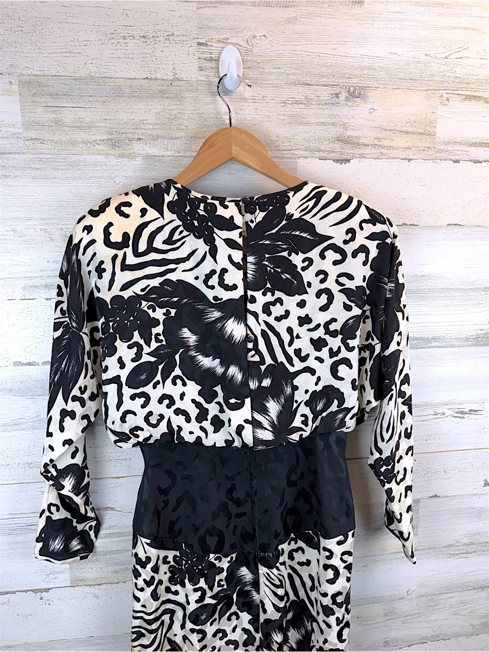 Vintage Lillie Rubin 100% Silk Cocktail Dress Black White Beaded Size 8 - Picture 8 of 14